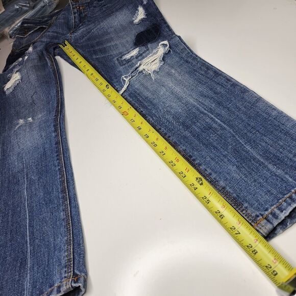 28 ONLY Gwen European distressed OOAK artisan Boyfriend loose fit blue JEANS 32 - Picture 5 of 15